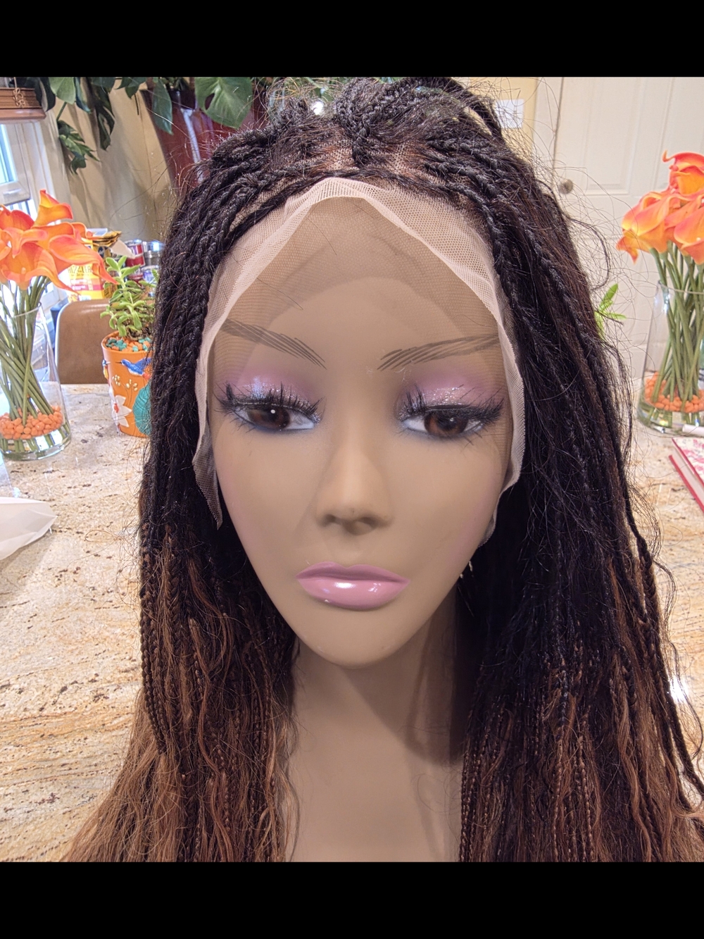 Lace Front Braided Wig - Brown Ombre